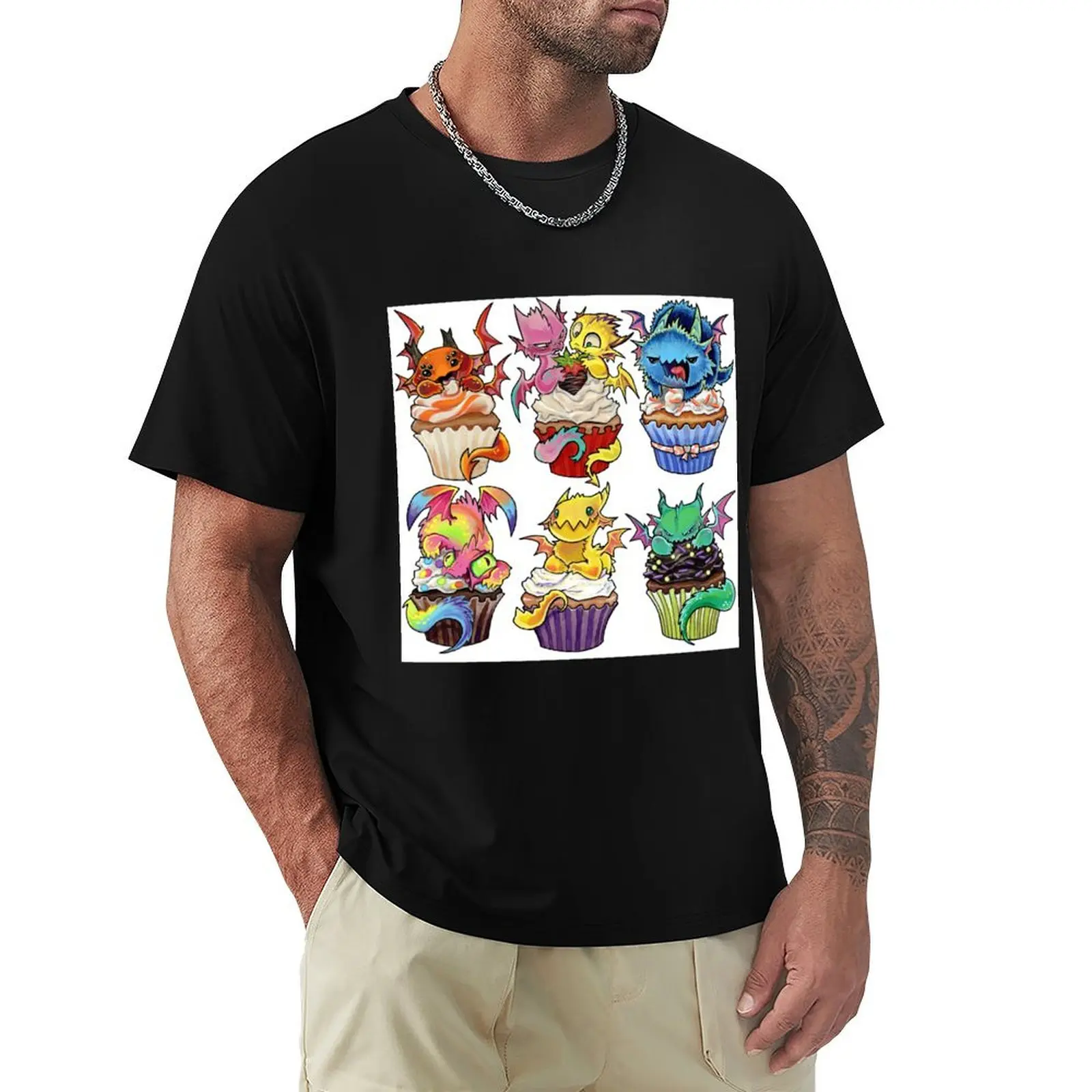 

Cupcake dragons T-Shirt oversized t shirt custom t-shirts cotton graphic tees Funny t-shirt big and tall t shirts for men