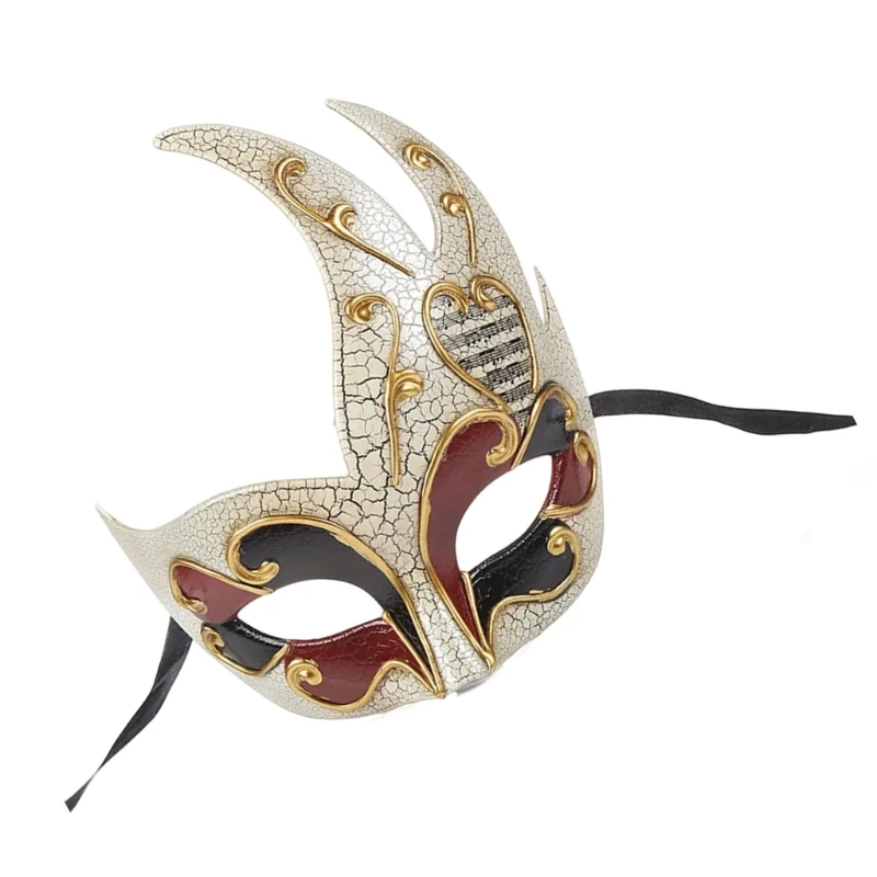 Half Face Mask for Women and Man Flame Styles Crack Masquerade Mask Evening Prom Cosplay Costume Accessories for Halloween Party