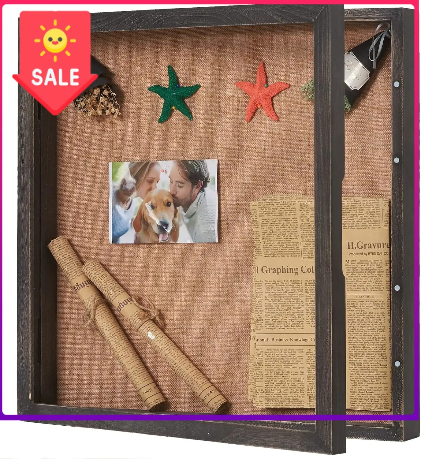 Extra Large Shadow Box 20x20, Square Shadow Boxes Display Cases with Hinged Door, Big Memorial Display Box for Weddings Bouquet