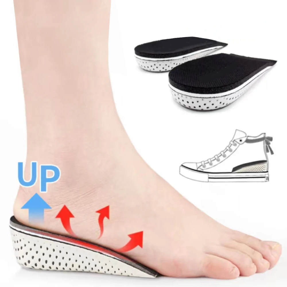 2Pcs Half Shoe Insoles Heel Insert Sport Cushion Height Increase EVA Memory Foam Insole Heel Lifting 2/3/4CM Taller Shoes Pad