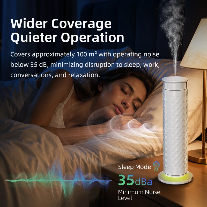 Smart Cylindrical Waterless Essential oil Aroma Diffuser Eco-Friendly Nebulizing Fragrance Scent Machine for Hotel Lobby