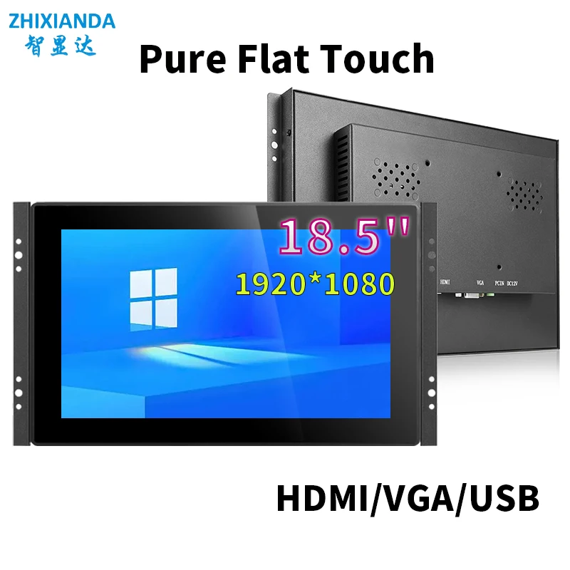 

18.5 Inch Flat Industrial Touch Screen Monitor 1920*1080 10 Points Capacitive LCD Display HDMI/VGA/USB Surface Waterproofing