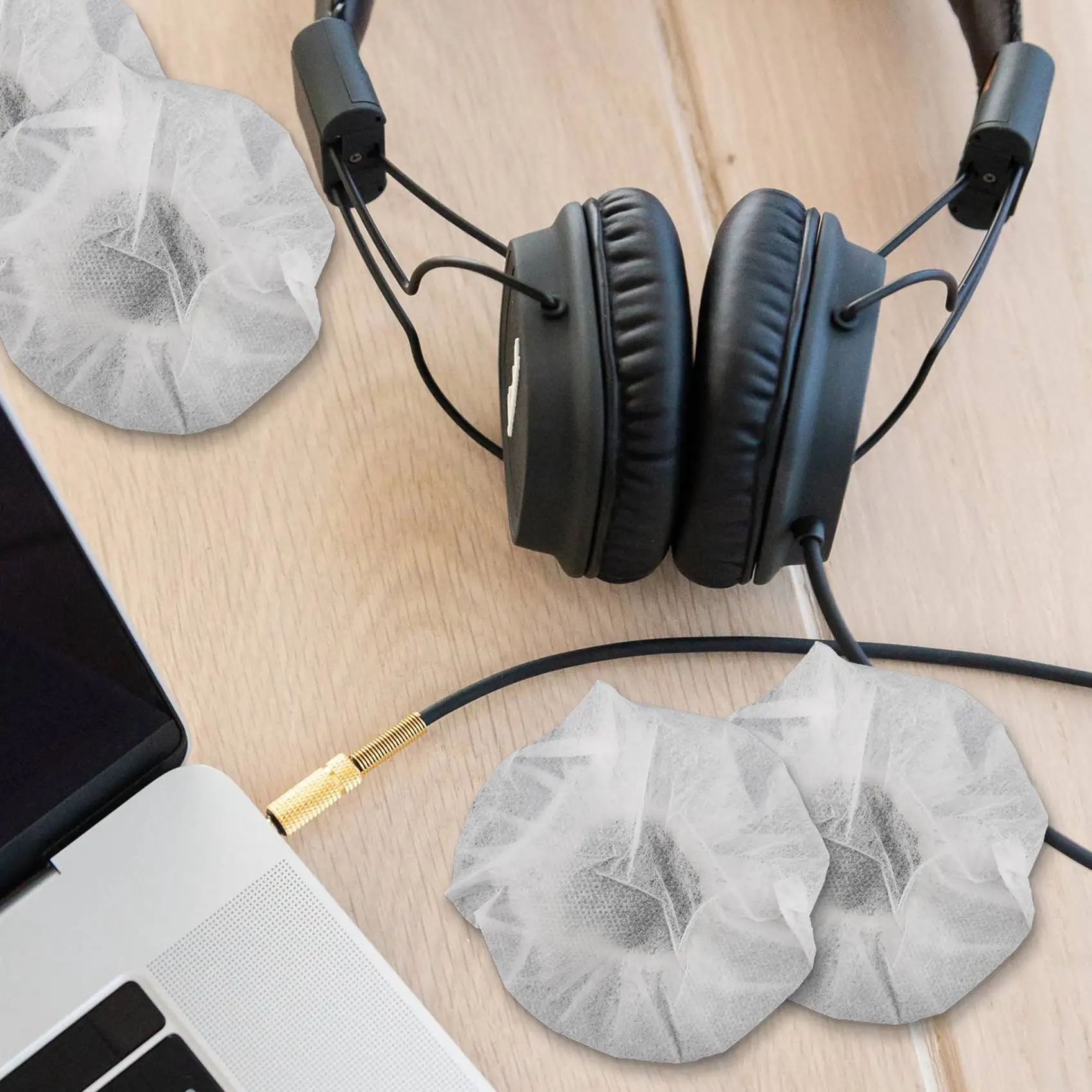 A06M-100Pcs Disposable Headphone Ear Covers Non-Woven Earpad Covers Stretchy Earcup Covers Fit for Most on Ear Headphones