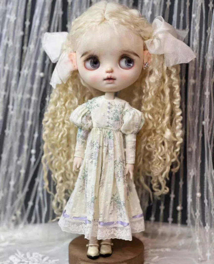 

1 шт. винтажное цельное платье в стиле ретро с цветочным принтом в сельском стиле 2025 Blythe/landoudou (подходит для Lulu,ymy24, Ob22,24,26,zone, Дженни)