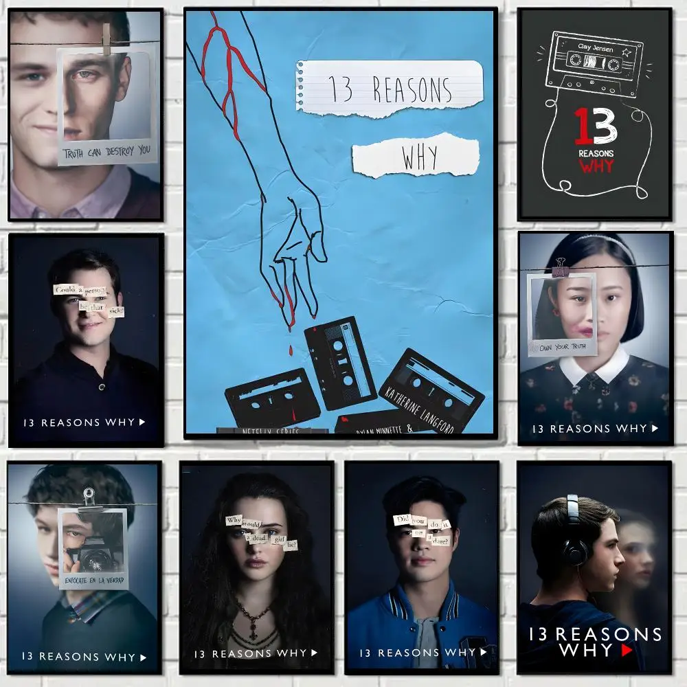 Mystery TV Series 13 R-Reasons Why Poster Self-adhesive Living Room Bedroom Party Bar Decor Moisture-proof Fade-resistant