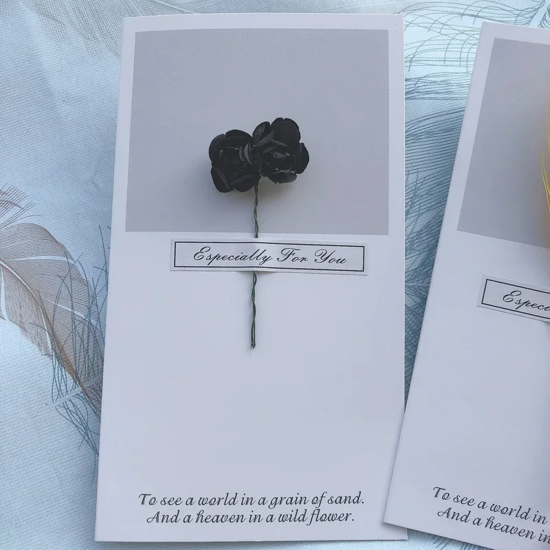 10pcs Creative Silk Flowers Greeting Card Artificial Flower Invitations Decoration Memo Cards  Flowers