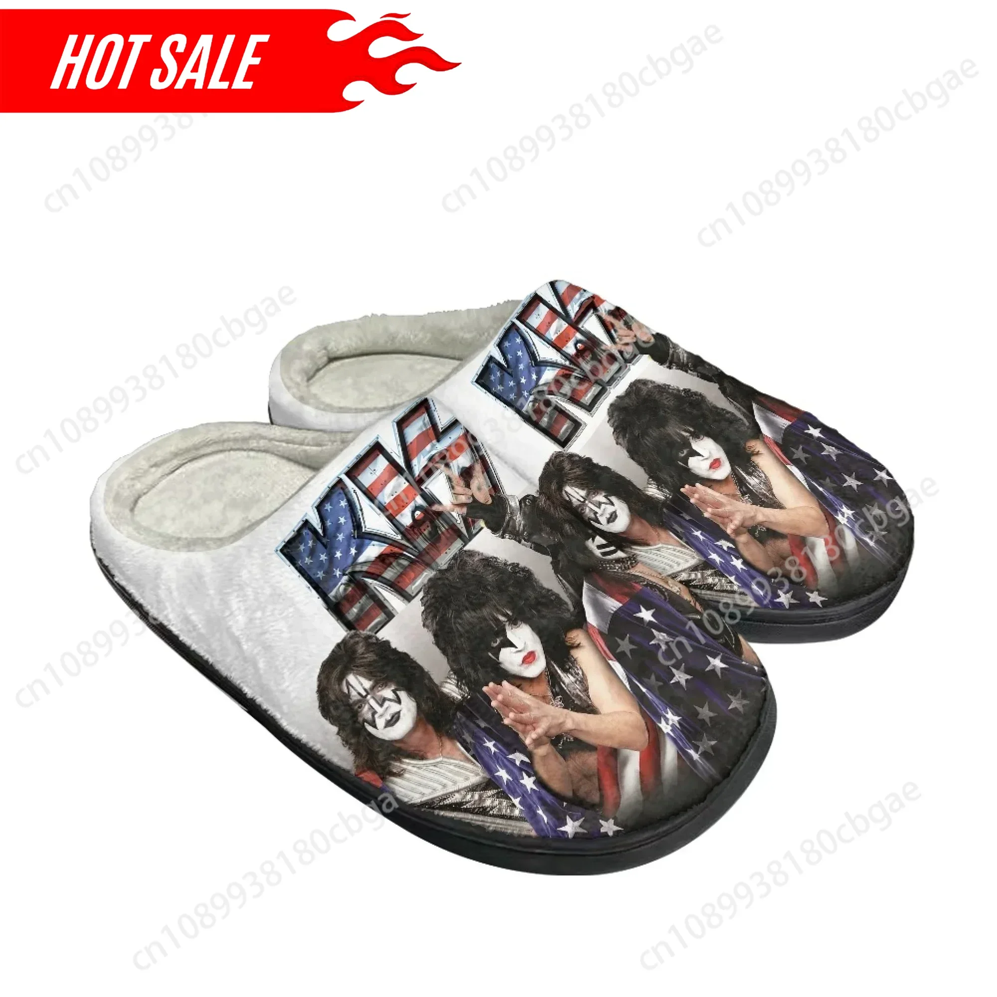 

Heavy Metal Kiss Rock Band Home Cotton Custom Slippers Womens Mens Sandals Plush Casual Keep Warm Shoes Couple Thermal Slipper