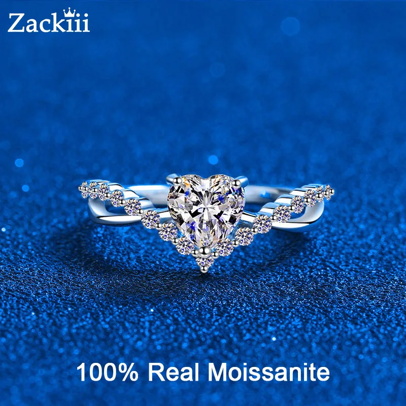 sterling silver bandas de casamento para mulheres carat heart cutting 100 real moissanite anel certificado joias namorada presente s925 01