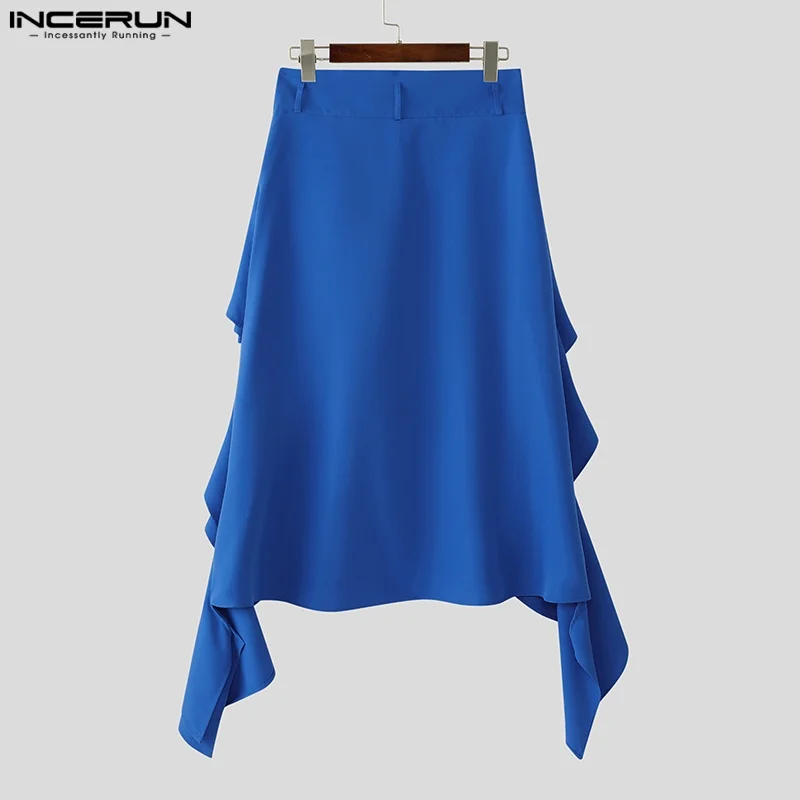 INCERUN Mannen Ruches Rokken Losse Shorts Effen Kleur Casual Mannen Bodems Streetwear Korte Broek Mode Broek Mannelijke Oversize S-5XL