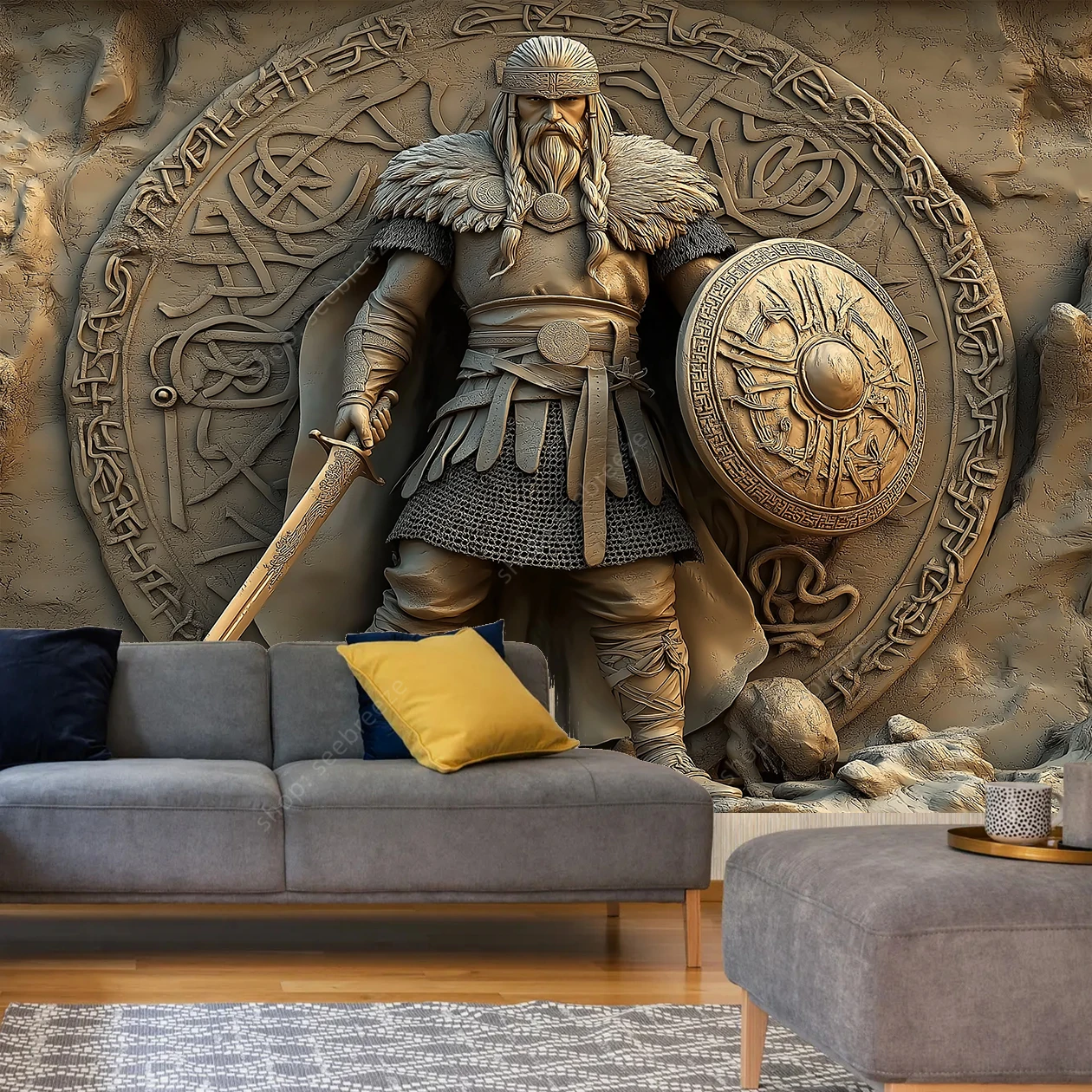 Viking Warrior Tapestry Norse Mythology Wall Art for Living Room Bedroom Decor Medieval Battle Scene Historical Inspired Design