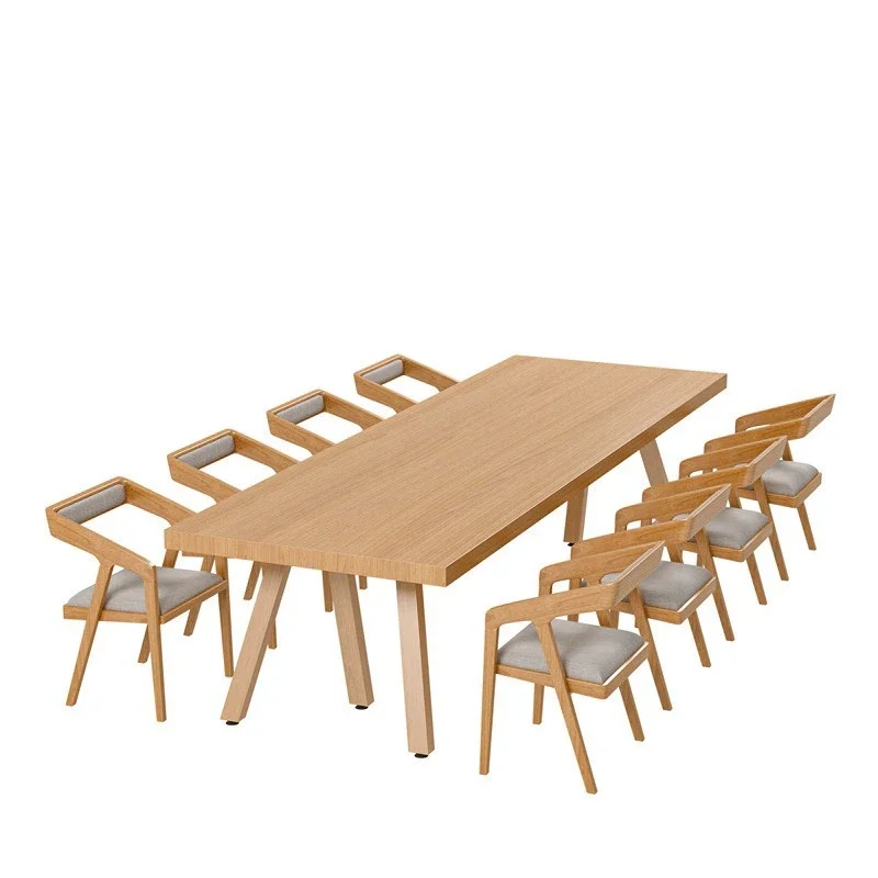 Large commercial solid wood conference table office long table and chair combination