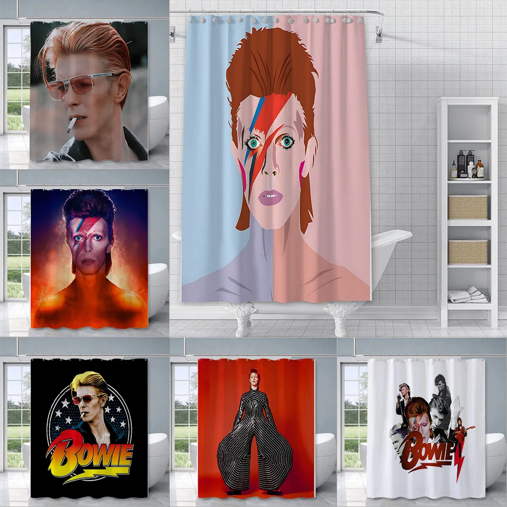 Singer David Bowies Shower Curtain Waterproof Polyester Fabric Paint Colorful Bath Curtain Home Bathroom Decor Curtain With Hook