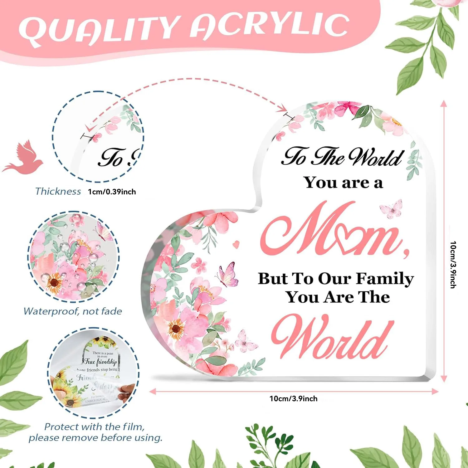 Gifts for Mothers Day- Love Mom Sign Delicate Mom Gifts Appreciative Mothers Day Birthday Christmas Gifts for Mom, Ideas Heart