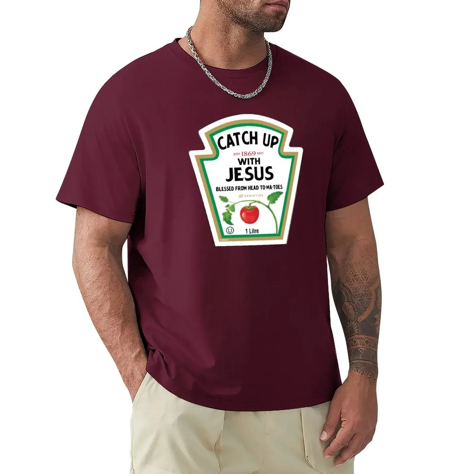 Funny Catch Up With Ketchup Christian Joke T-Shirt graphics sweat Aesthetic clothing mens t shirts pack new in tops & tees