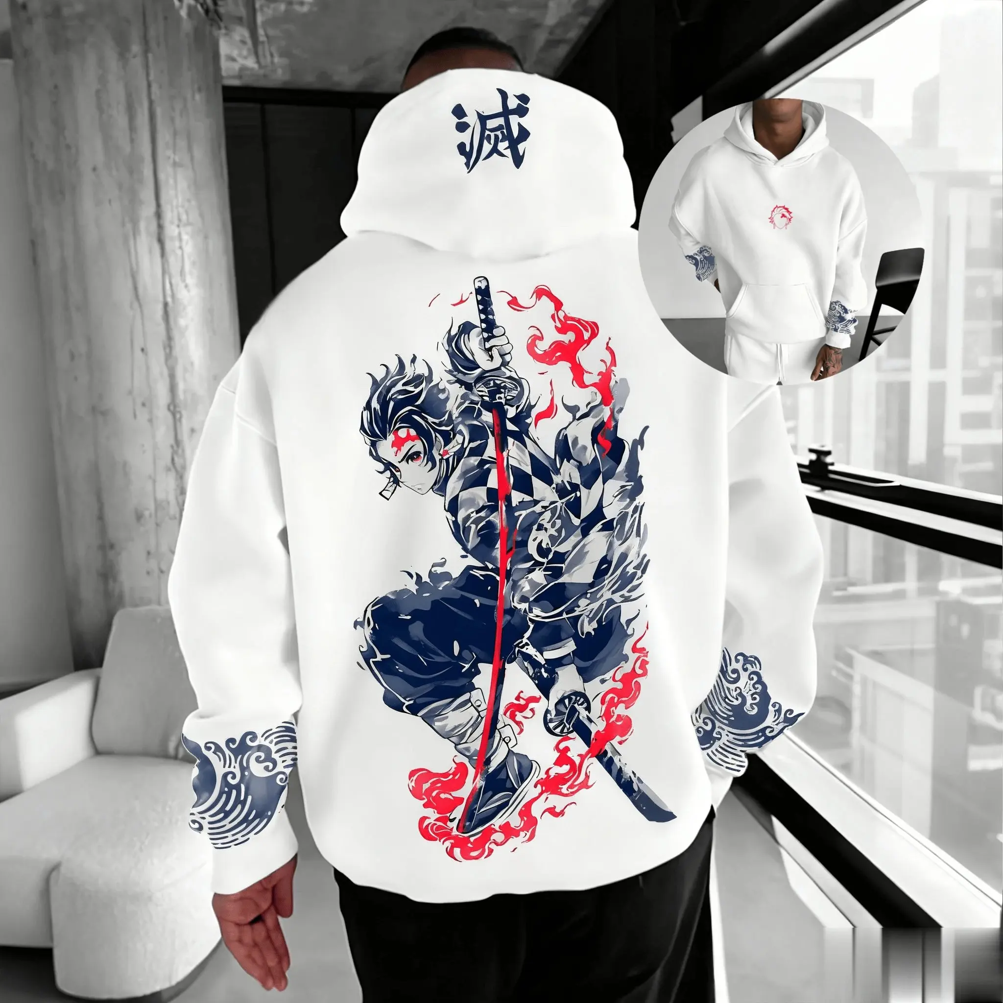 

Autumn Fashion Demon Slayer Hooded Sweatshirt Men Women Anime Pullover Hoodie Oversize Casual Streetwear Long Sleeve Top Cosplay