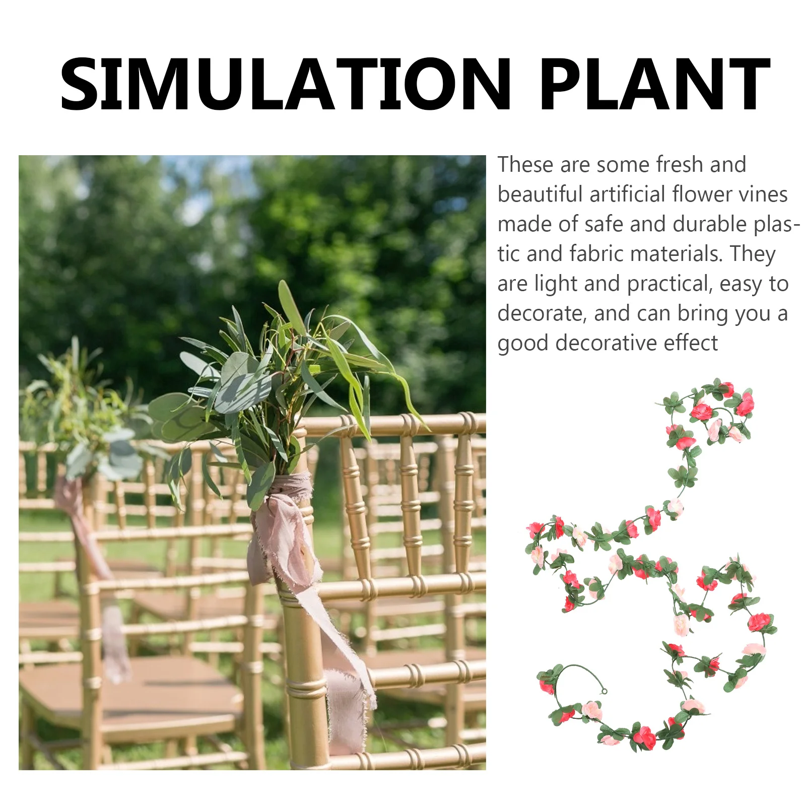 

Simulation Rose Garland Fake Rose Vine Artificial Floral Garland for Home Wedding Party Decoration Arch Decor Home Flower Decor