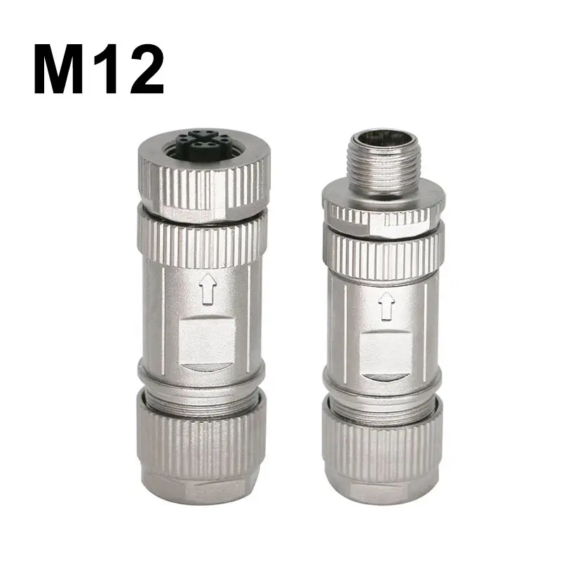 M12 8Pin X-type Connector Waterproof IP67 Ethernet Aviation Plug All Metal Welding Crimping Type Assembling Detachable Adapter