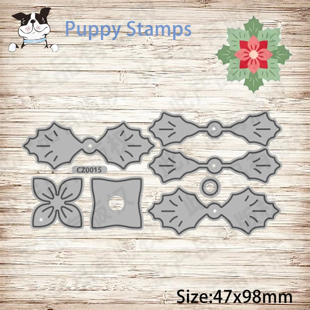

PUPPY STAMP Christmas Flowers Metal Cutting Dies For DIY Scrapbook Craft Decoration Embossing Template Supplies Card Handmade