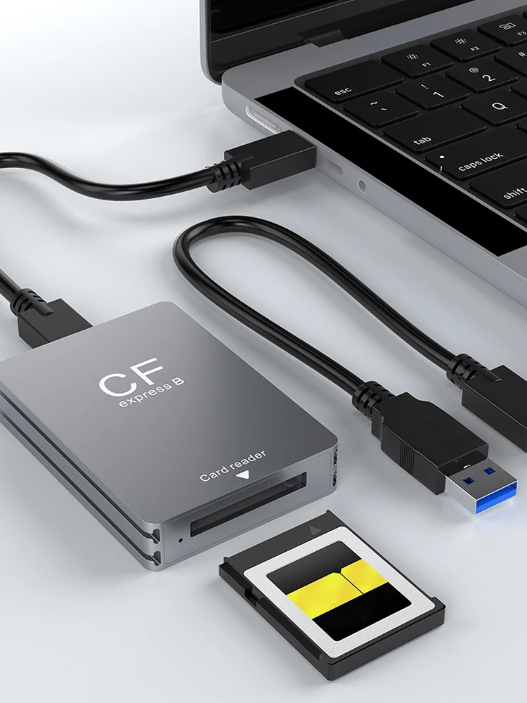 Czytnik kart CFexpress typu B z kablem USB C do USB C/A, czytnik kart pamięci obsługujący Android/Windows/OS dla lustrzanek cyfrowych