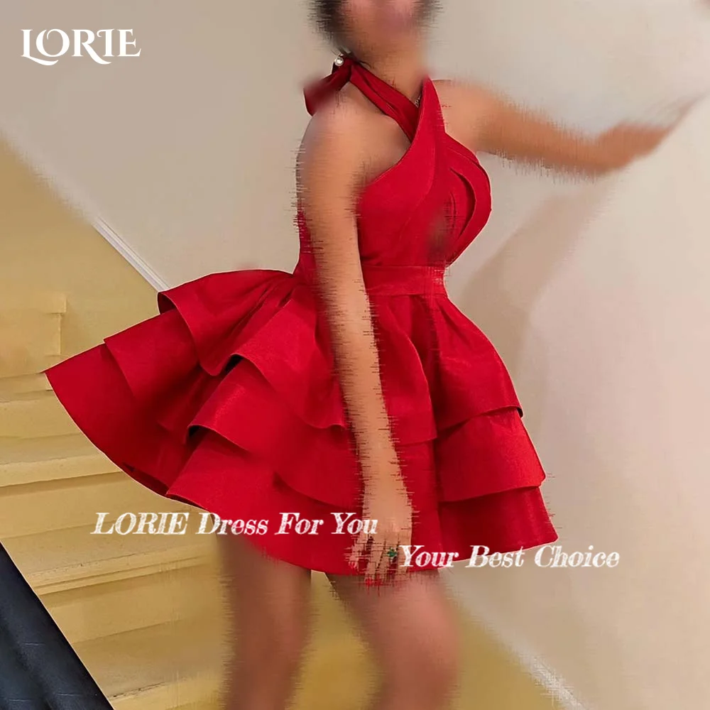 

LORIE A-line Mini Formal Evening Dress Empire Waist Saudi Halter Prom Dress Backless Ruched Clebrity Party Gown 2024 Club Dress