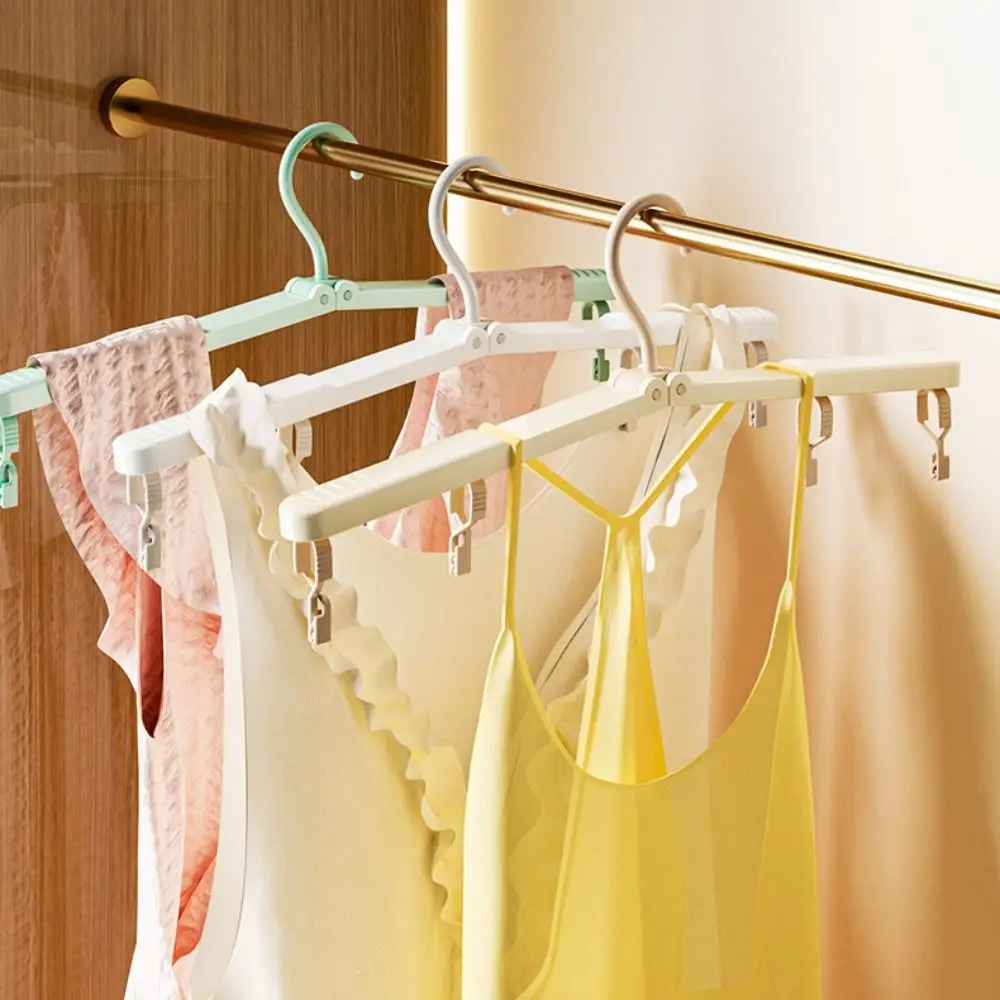 with Clip Foldable Clothes Hanger Multi-functional Portable Travel Clothes Rack Plastic Space Saving Clothes Drying Tools