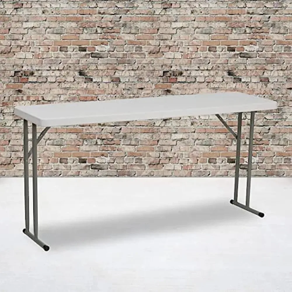 5-Foot Granite White Plastic Folding Training Table Picnic Table  Outdoor Table