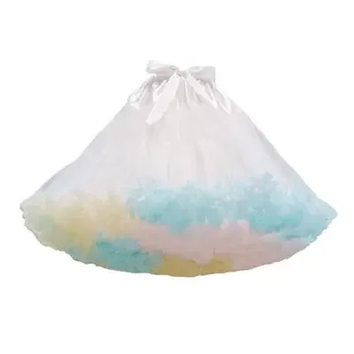 

White Blue Short Women Halloween Crinoline Lolita Wedding Bridal Petticoat Underskirt Rockabilly Tutu