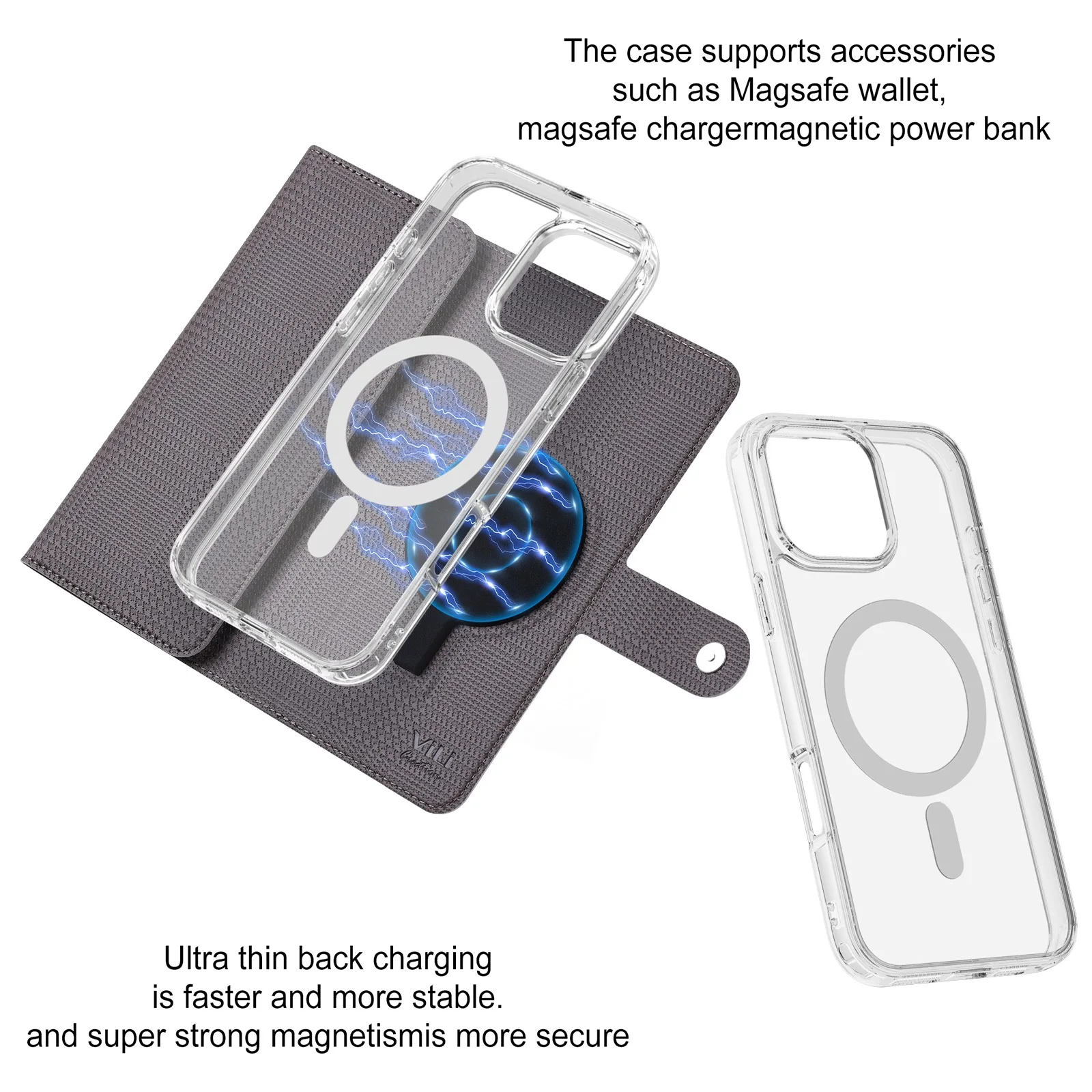 Magnetic Wireless Charging Magsafe Case For iPhone 16 15 14 13 Pro Max Galaxy S24 + Ultra，Removable Leather Wallet Card Holder