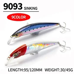 Sinking Minnow Fishing Lure, Bass Iscas, Seabass Pike, Acessórios Artificial Pesca, 45g, 120mm, Novo