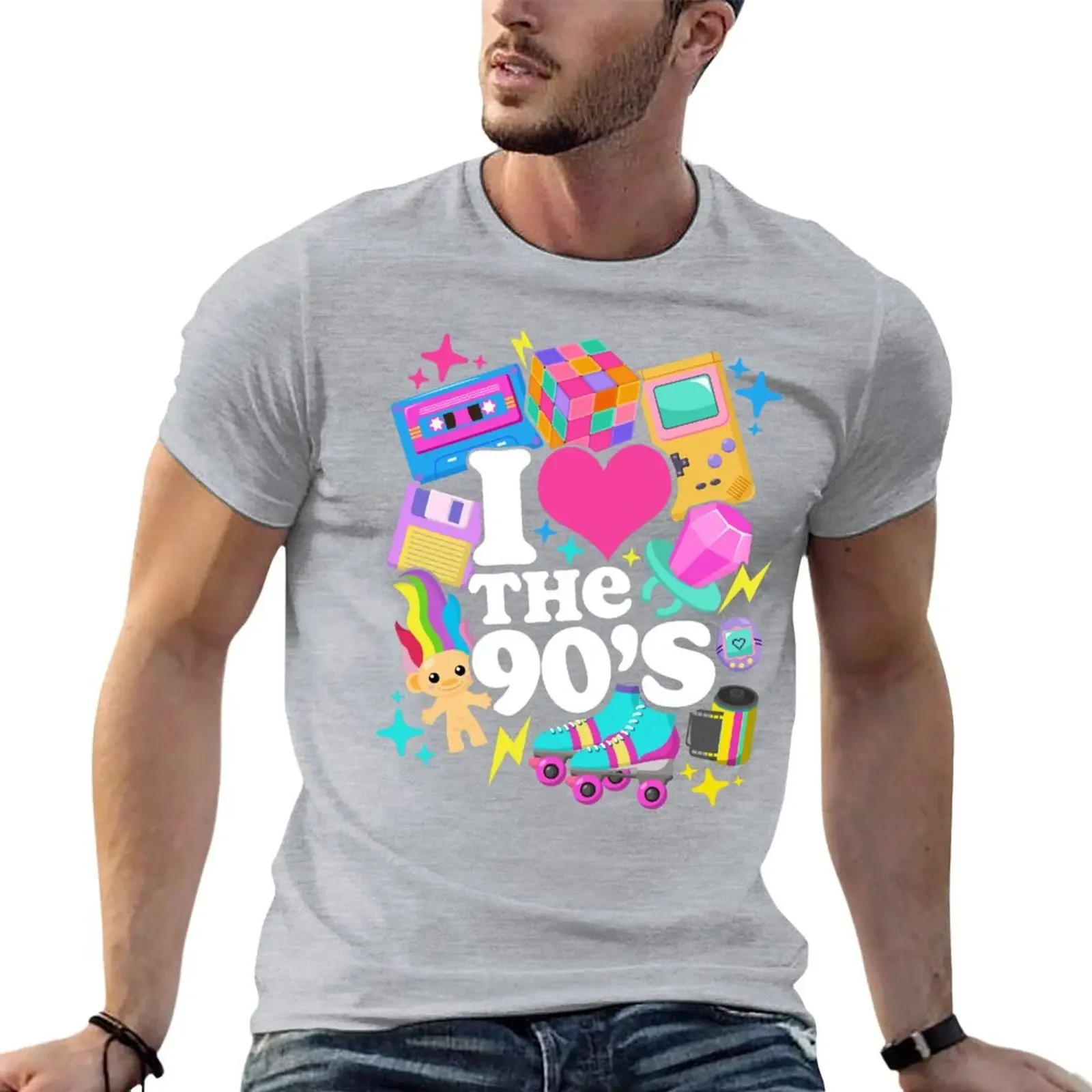 Summer Fashion Trends in 2026 I Love The 90's Retro 90s Costume T-Shirt Anime Figures Summer Clothes Blue Archive Mens T Shirt