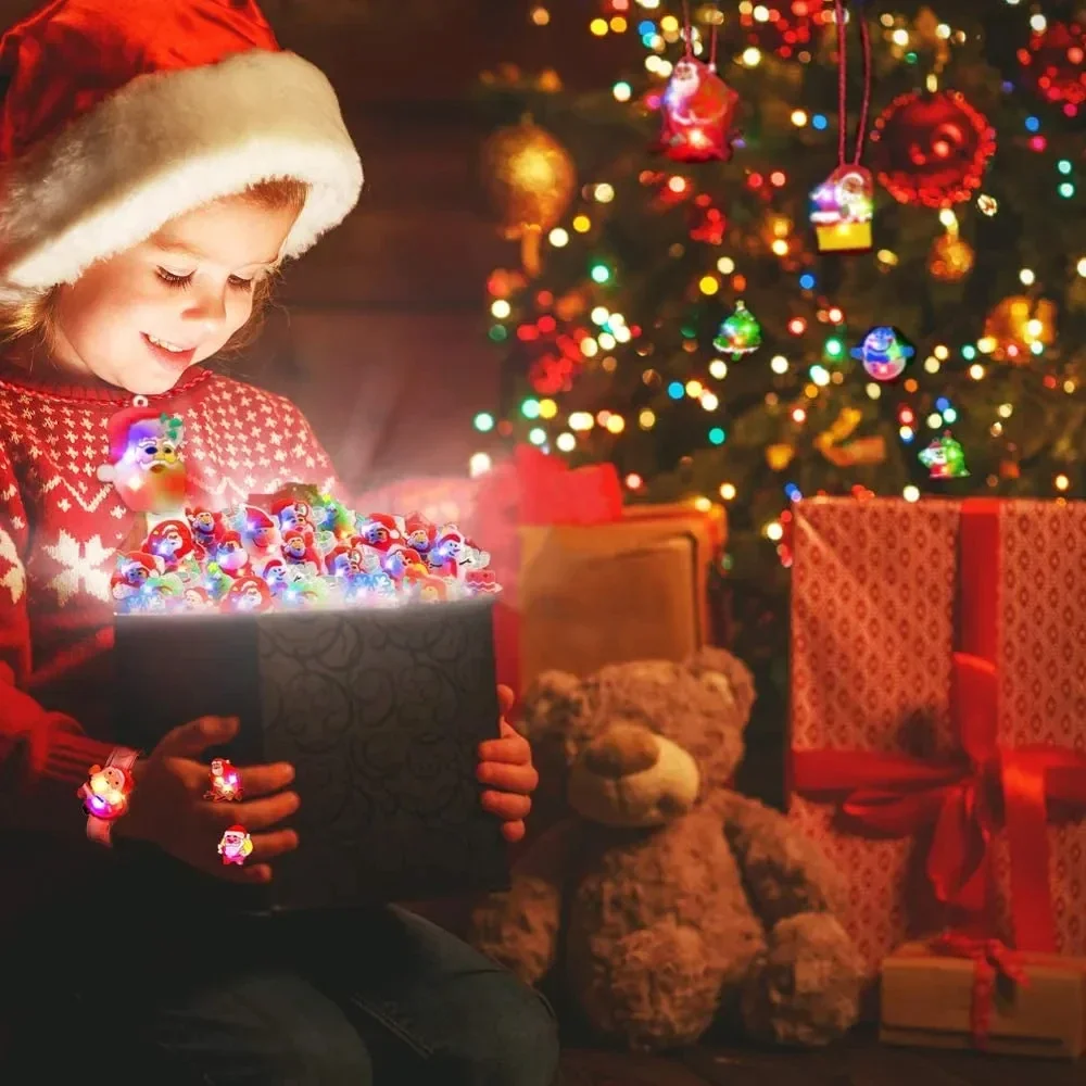 Anillo brillante de resina de Navidad para 20 piezas, luces de dedo parpadeantes para Halloween, regalos para niños, juguetes de decoración de Navidad