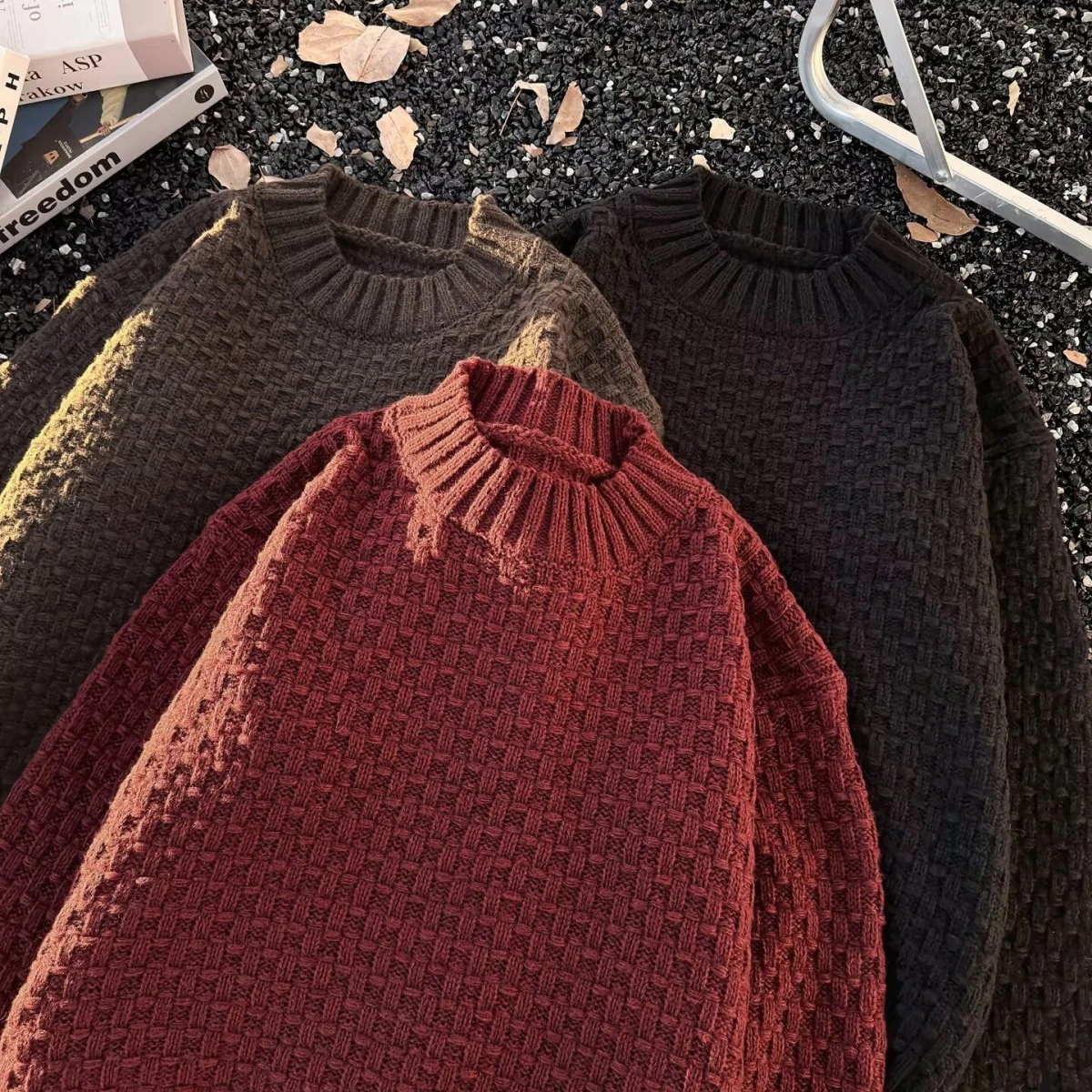 Suéter de Punto con Cuello Redondo E para Hombre, Csa de Capa Base Moderna, Otoño Invierno, Ajuste Deado, Informa...