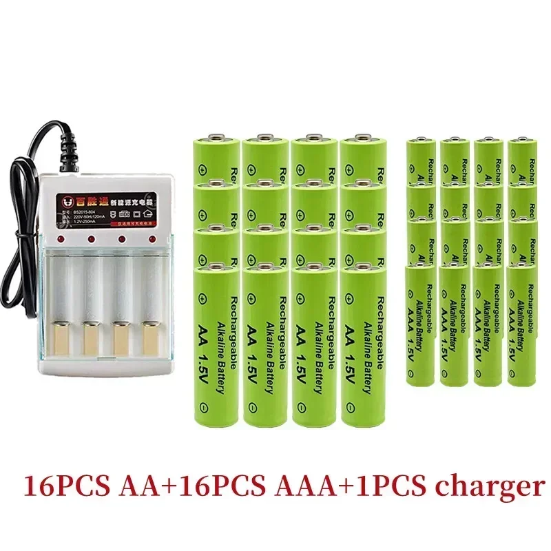 1.5V rechargeable battery, AAA3800 + AA 3000mAh+Charger, alkaline technology, suitable for remote control, toys / computers, etc