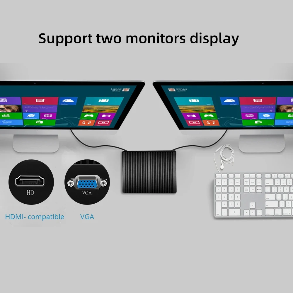 XCY 팬리스 미니 PC 인텔 코어 I7 4500U I5 5200U 300M WiFi 기가비트 이더넷 8개 USB 포트 VGA HDMI 디스플레이 윈도우 10 리눅스 HTPC 썸네일 5