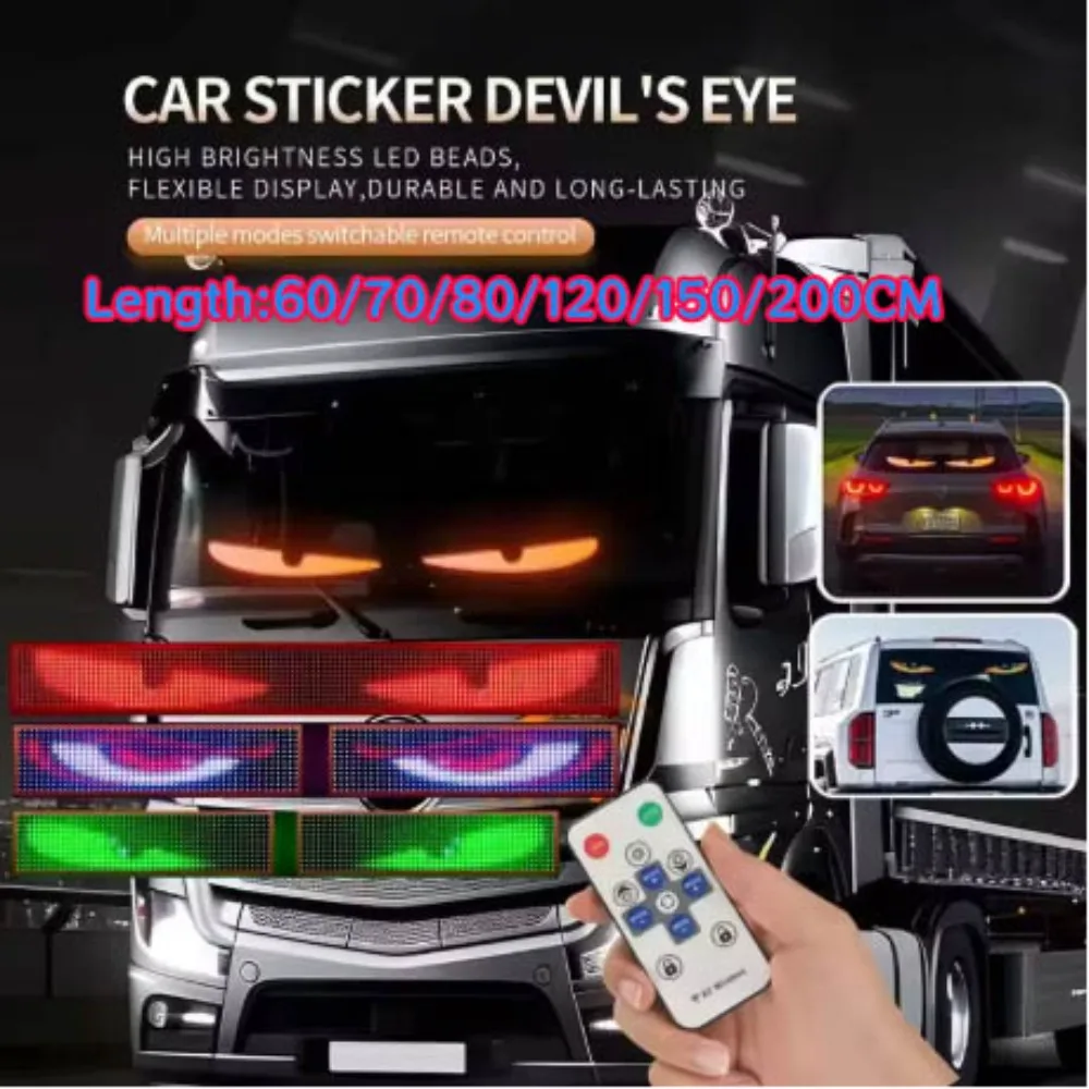 

Dynamic Soft Screen LED Devil Eyes Light Free Custom Text APP Control Music Mode For Car For Truck For BUS Windshield Board