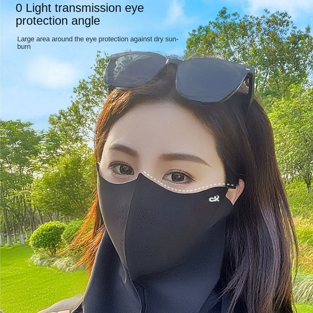

New Ice Silk Sun Protection Mask 3D Breathable Dustproof Anti-UV Neck Scarf Neck Protection UPF50+ Sunshade Face Mask Outdoor