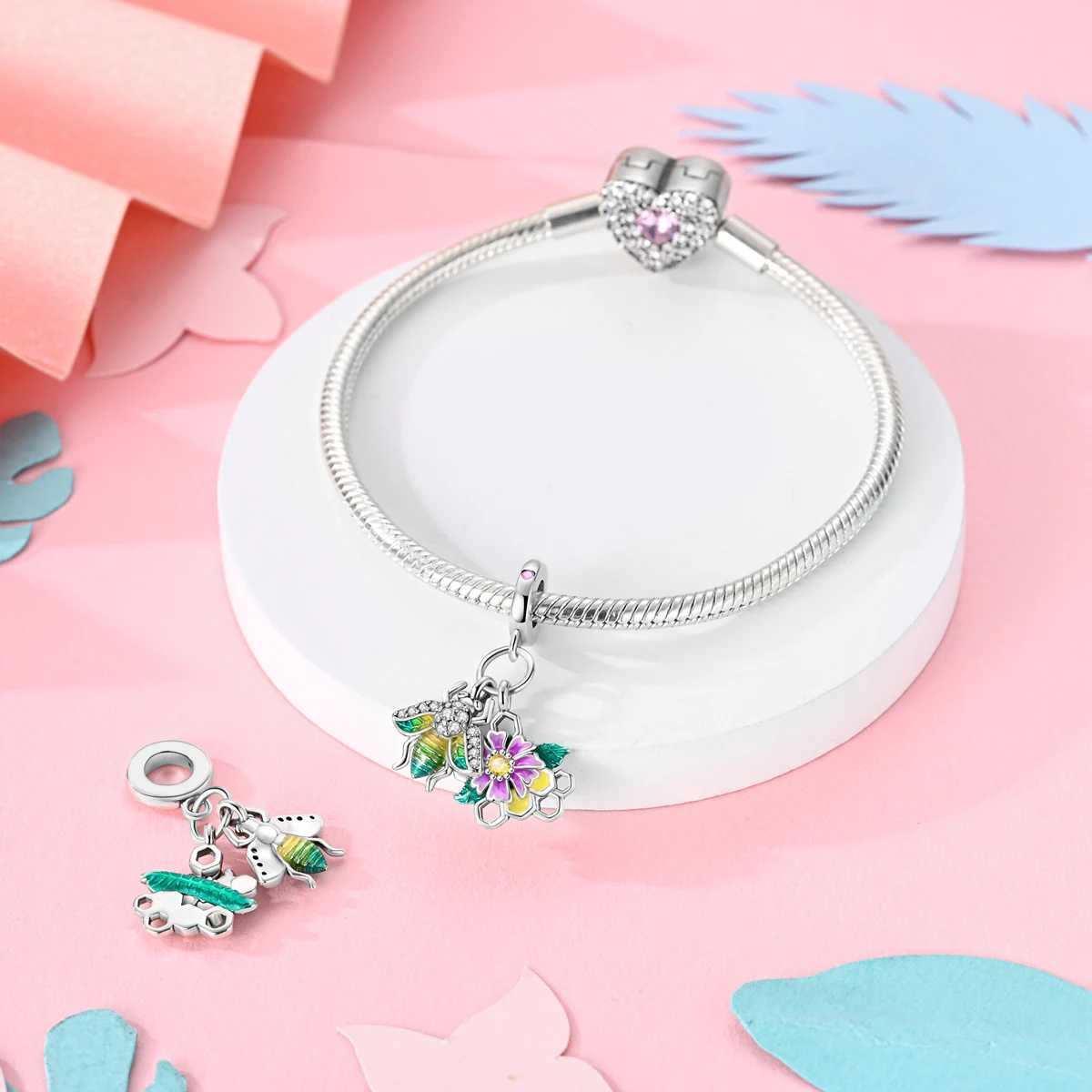 Silver Plated Colorful Charms Beads Fit Original Bangle Unicorn Fiery Dragon Pendant Dangle Bracelet DIY Women Jewelry Gift