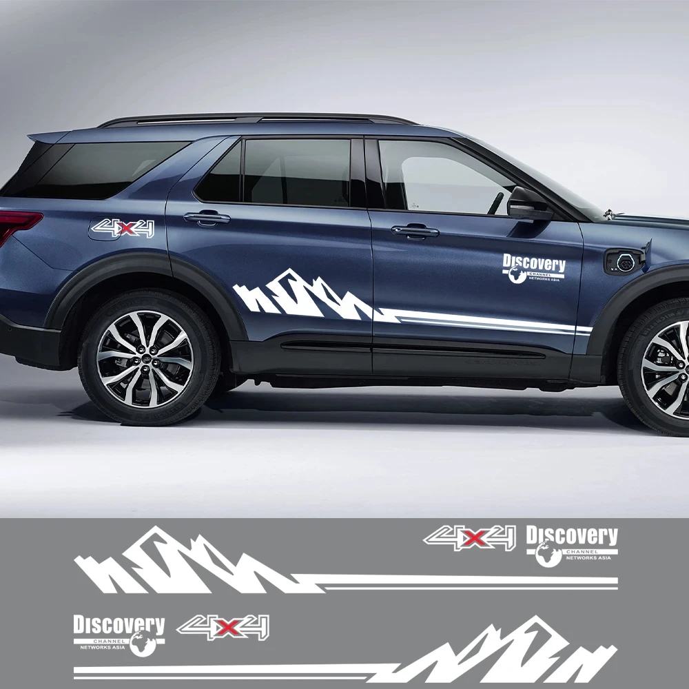 

4pcs Car Door Side Stickers For Ford Explorer 2 3 4 5 6 4X4 Graphics Stripes Discovery Style Vinyl Decals Decor Auto Accessories