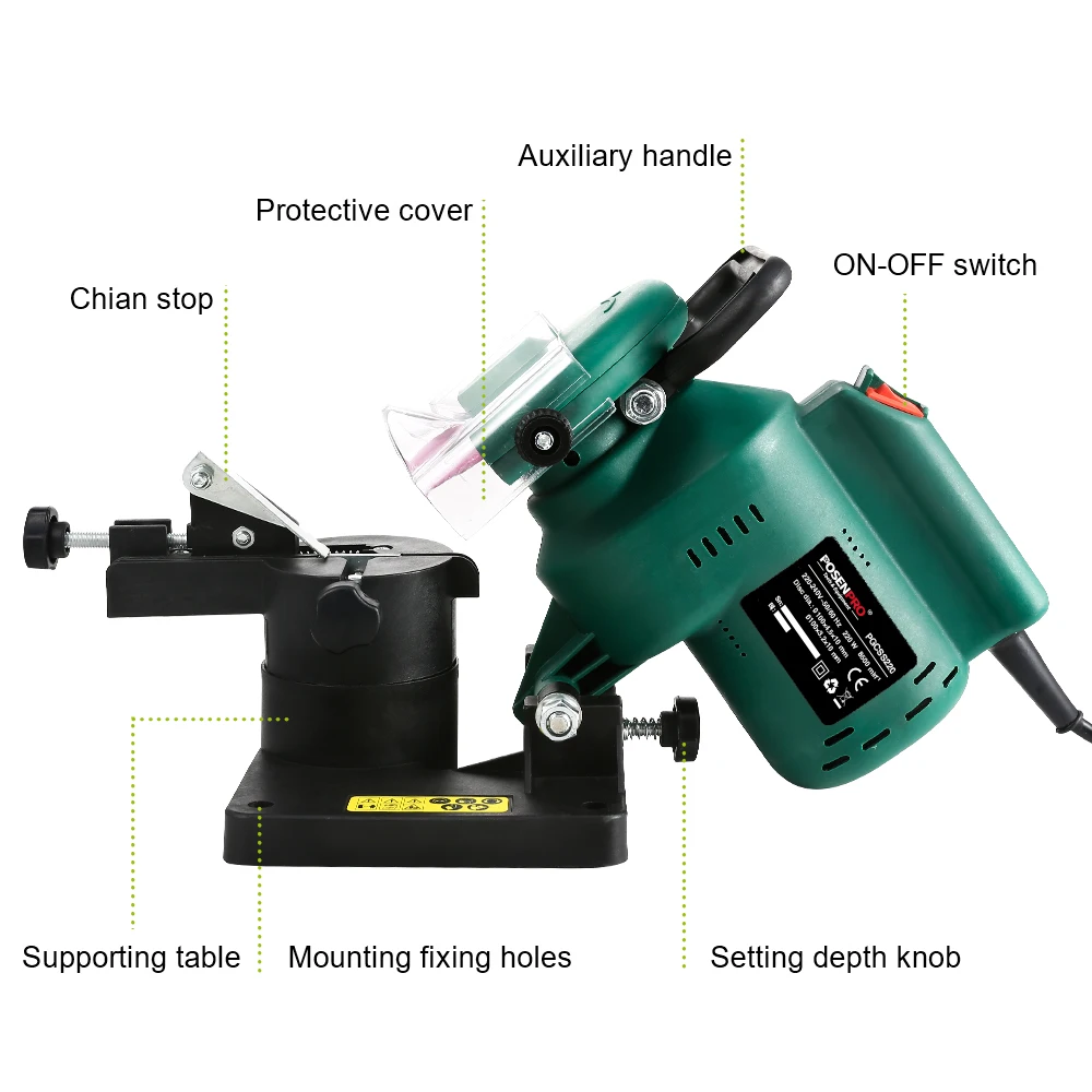 POSENPRO 220W ChainSaw Sharpener 4inch Chain Grinder 100mm Machine for Grinding Chains Portable Electric Chain saw Sharpener