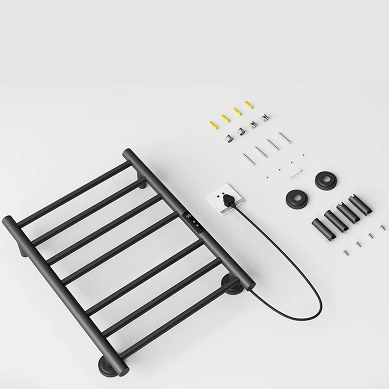 Simple Electric Towel Rack Household Bathroom Luxury Stainless Steel Intelligent Screen Constant Temperature US Plug