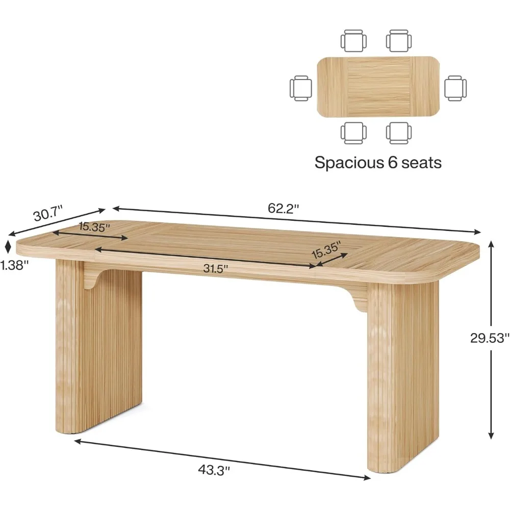 62-Inch Executive Desk,Large Computer Office Desk, Modern Office Desks&Workstations with Double Pedestal,Writing Table Work Desk