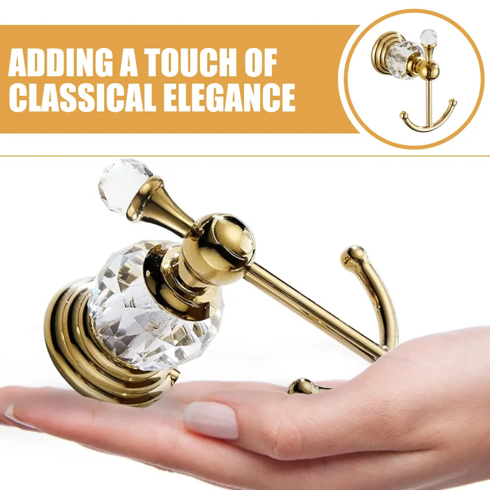 Mounted Hook Stainless Steel Crystal Decorative Bathroom Towel Holder Heavy Duty Punching Hook Bathroom Wall Hooks