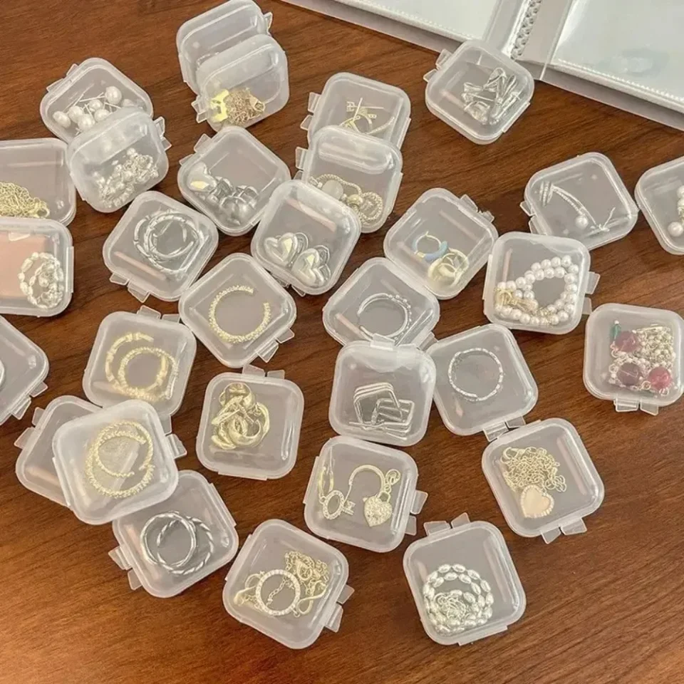 Mini Clear Plastic Storage Box Jewelry Case Transparent Storage Organizer Multifunctional Portable Storage