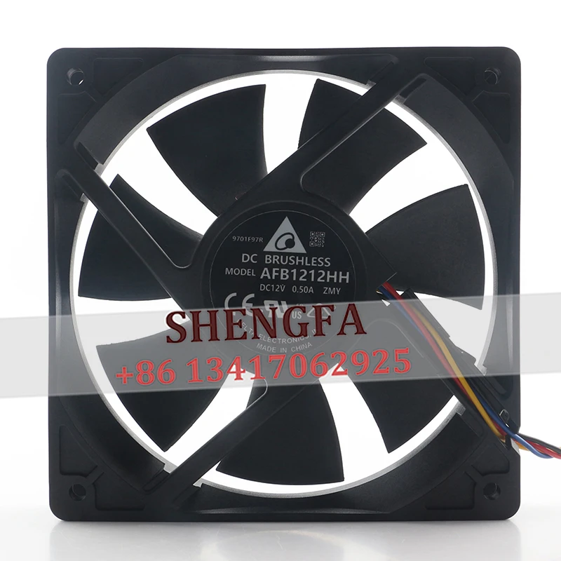 

Вентилятор охлаждения Delta AC EC 12025, 12В 0.50А, 4-проводной, с ШИМ-управлением температурой, 120x120x25 мм, 12 см, большой объем воздуха, AFB1212HH-ZMY