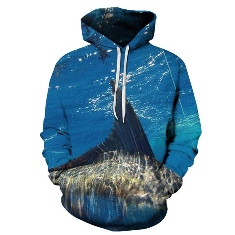 Retro Fish Graphic 3D Print Hoodies Men Women Fashion Hooded Sweatshirt Hip Hop Pullover Unisex Tops Coat Trendy Casual Clothing