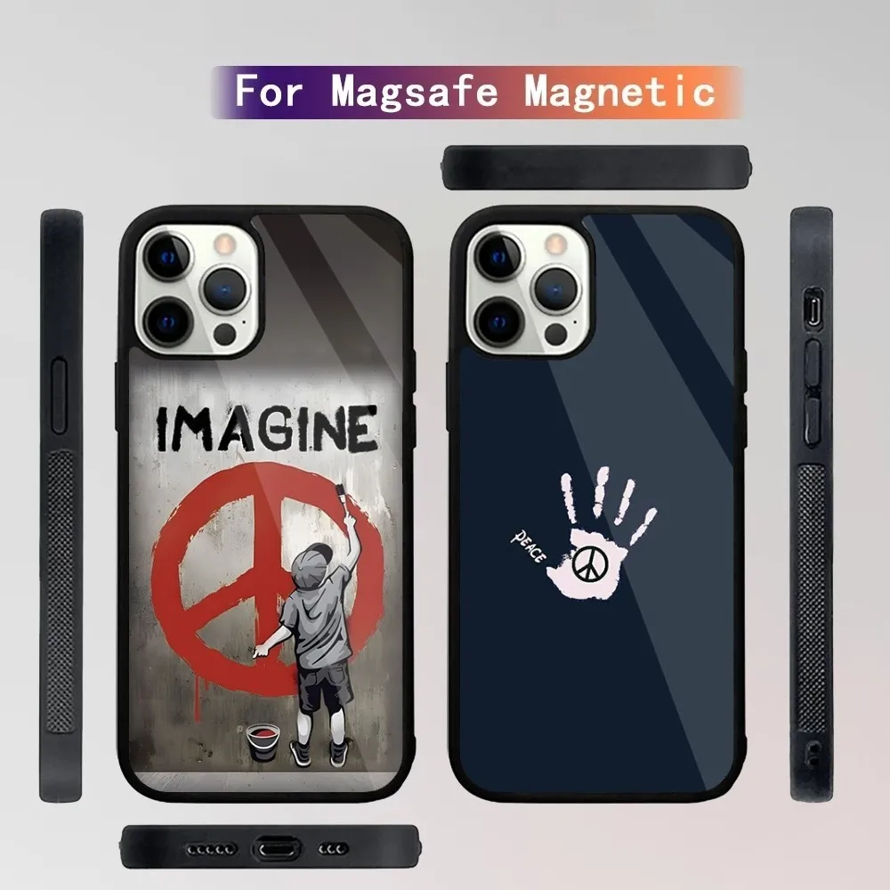 Peace No War Phone Case For iPhone 15,14,13,12,11,Plus,Pro,Max Mini Magsafe Magnetic Wireless Charging