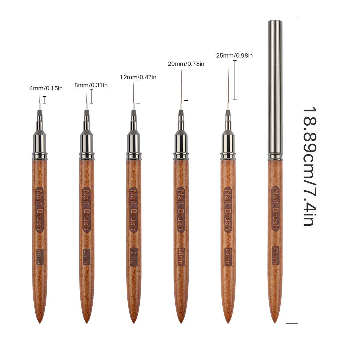 Sandalwood Handle Nail Brush Set, Linha Ultra Fina, Desenho Detalhe, Pintura, Thread Pen, Nail Art Tool