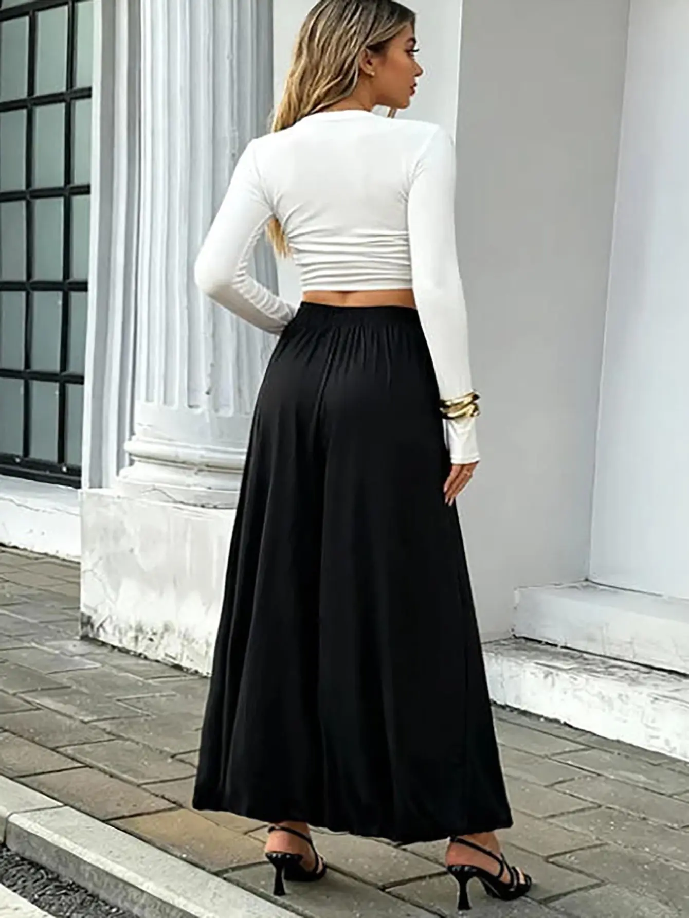 French Style Black A-Line Midi Skirt for Women Autumn Winter High-End Sense Long Hem Semi-Skirt Elegant Casual Women Long Skirts