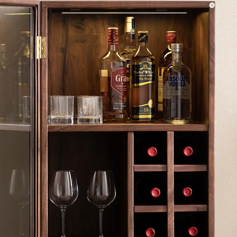 Liquor Modern Wine Cabinet Simplicity Wooden Wall Living Room Wine Cabinet Display Glass Estante Vinos European Furniture QF50JG