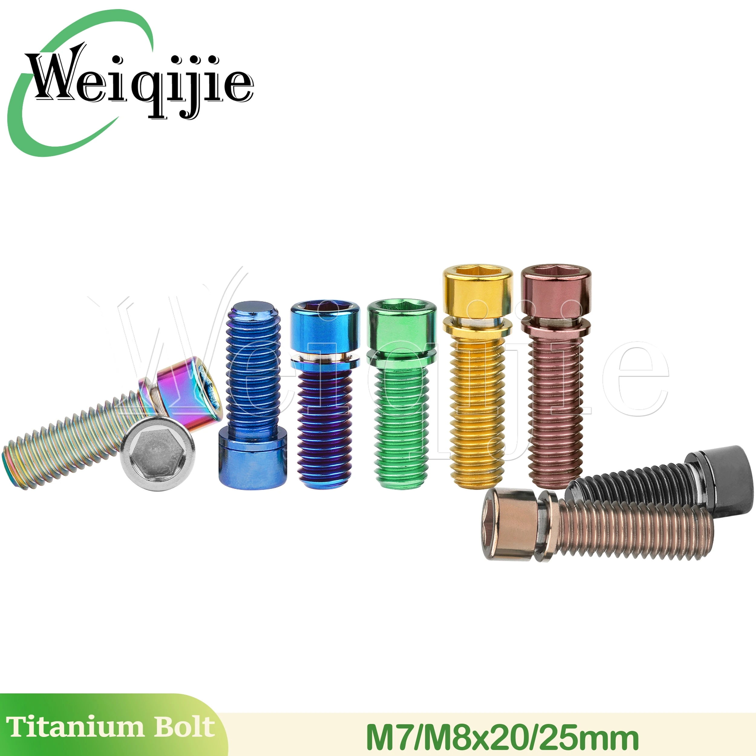 

Weiqijie Titanium Titanium Bolt M7 / M8x20 25mm Hexagon Screw with Washer for Bicycle Handlebar Stem